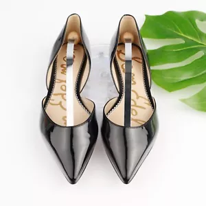 Sam Edelman Womens Rodney Flat Size 8.5 Black Patent Pointed D'Orsay Dress Shoe - Picture 1 of 13