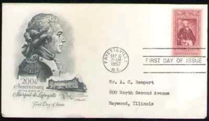 US. 1097. 3c. Lafayette (1757-1834) 200th. Anniv... Artmaster FDC. 1957 -2 - Picture 1 of 1