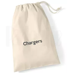 Bolsa de almacenamiento para cargadores de teléfono ""Cargadores"" - bolsa de cordón de lona de algodón - Imagen 1 de 2