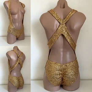 Schminke 🤩  RockStar sequin polewear poledance body-suit leotard bottoms gold  - Bild 1 von 11