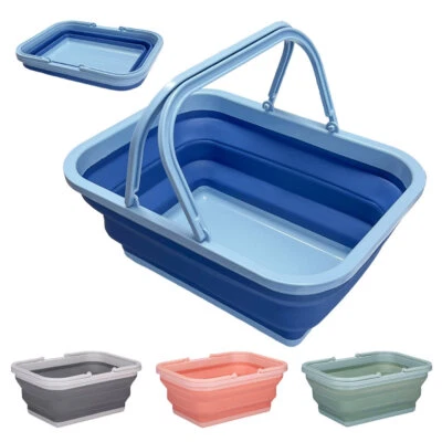 Faltkorb Einkaufskorb faltbar Klappkorb Camping mit Henkel Tragekorb Picknick - Bild 1 von 4