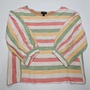 Anthropologie CURRENT AIR ABILENE Gr. L strukturiert gestreift 3/4 Ballonärmel Top - Bild 1 von 7