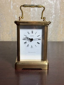 Vintage Tiffany & Co. Swiss Made Mantle Square Desk Clock Decorative Gold Brass - Picture 1 of 7