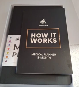 Clever Fox 12 Month Medical Planner Health Diary Wellness Daily Logbook Black - Picture 1 of 16