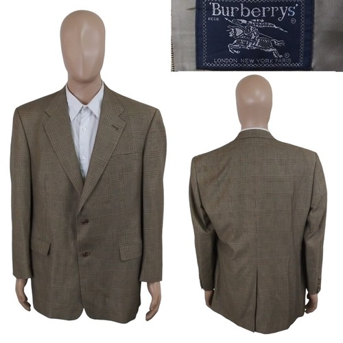Cappotto sportivo vintage Burberry due bottoni oliva chiaro pied de poule plaid seta 43R