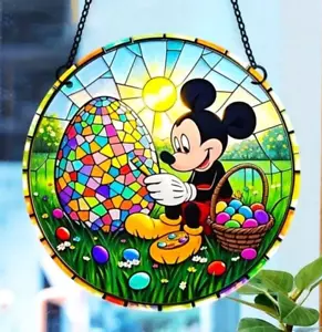 Suncatcher Disney Easter Mickey Mouse Mosaic Egg Window Art Hanging In/Outdoor - Picture 1 of 5