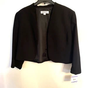 NWT Kasper Black Bolero Style Crop Jacket Size 18 - Picture 1 of 6
