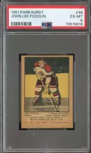 1951-52 PARKHURST #46 LEE FOGOLIN PSA 6 (RC) BLACKHAWKS *CC0057 - Foto 1 di 2