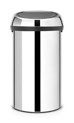 Brabantia Touch Bin Pattumiera in Acciaio, Coperchio Inox Lucido, 60 L, Inox Luc - Immagine 1 di 4