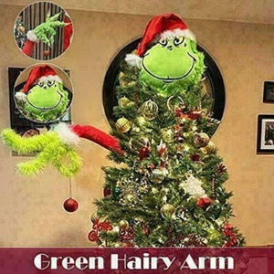 Weihnachten Furry Green Grinch Kopf Arm Bein Ornamente Baum hängen Aufkleber Kit - Bild 1 von 3