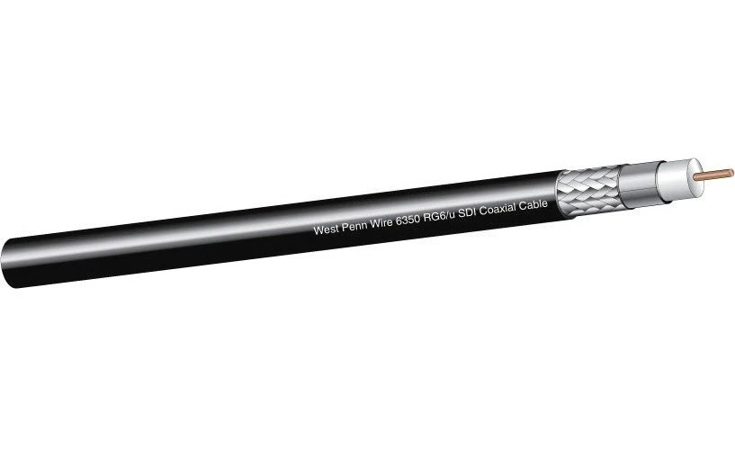 1000' West Penn Wire 6350 RG6 HD-SDI Coax Cable - BLACK / Equival. Belden 1694A