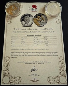 London Mint In Flanders Fields Museum Bomber will always get Through Coin & COA - Picture 1 of 1