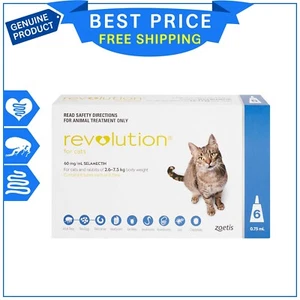 New Revolution for Cats 2.6 to 7.5 Kg Blue 6 Pipettes - Picture 1 of 2