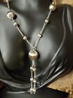 Vintage Necklace silver color metal chain dangle charm pendant jewelry 