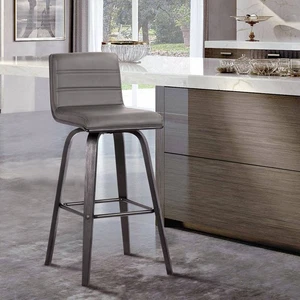Vienna Black Swivel Bar Stool 25 1/2" High Gray Cushion Kitchen Counter Island - Picture 1 of 6