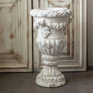 Jarrón de piso grande 50 cm antiguo blanco magnesia decoración rural francesa - Imagen 1 de 5