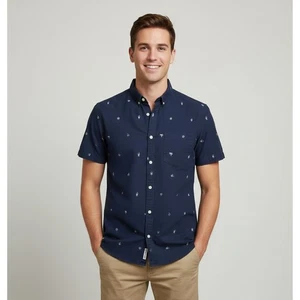 H&M mittelblaues Hemd mit Knopfleiste Strand Herren Streetwear Divided Sommer - Bild 1 von 9