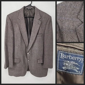 Tweed Wool Brown 2 Button Sport Coat Blazer Jacket | 1980s Vtg Burberry's London - Picture 1 of 8
