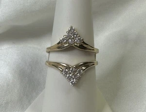 14K YG Solitär Einsatz Verstärker Diamant Ring Schutz Verpackung mit Diamanten 0,54 cttw SZ8 - Bild 1 von 9