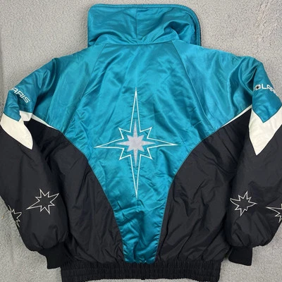 Vintage Polaris Snowmobile Jacket Teal Colorblock Coat Thermoloft Men’s Medium - Image 1 of 4