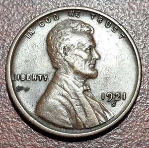 Centavo de trigo Lincoln 1921-S muy a elección en muy buen estado casi EF XF tonificación original sin problemas - Imagen 1 de 2