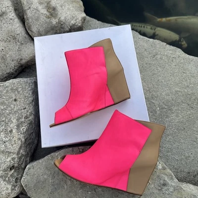 MM6 Maison Martin Margiela Keilschuhe Wedges Pepe Toe Boots Two Tone Pink Beige - Bild 1 von 4