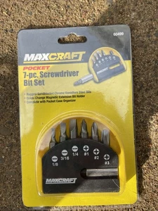 Maxcraft Pocket Juego de brocas de destornillador de 7 piezas nuevo con estuche brocas cromadas y soporte - Imagen 1 de 2
