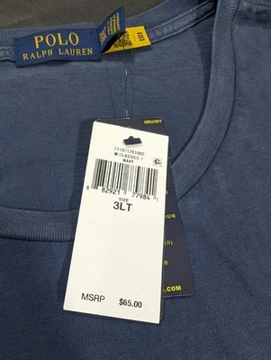 Polo Ralph Lauren 3XLT 4XB Big & Tall Graphic T Shirt Tee Big Pony  Blue Mens - Image 1 of 4