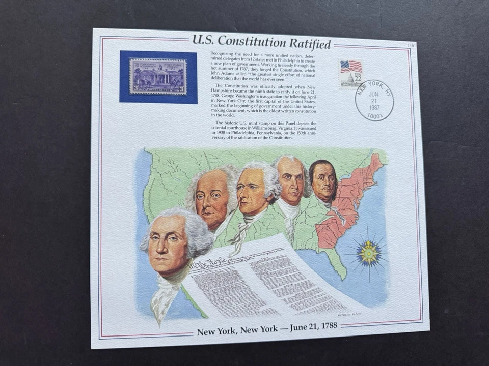 1980s US History Event Panel(146) +US Constitution Ratified #835 +06-21-1788 - Image 1 of 1