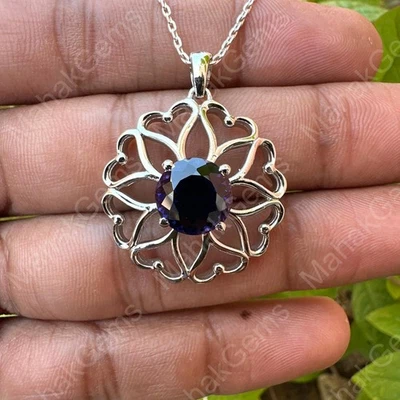 Colgante de zafiro azul natural de 30 quilates en plata 925 - Joyería certificada MG002 Foto 1 de 4