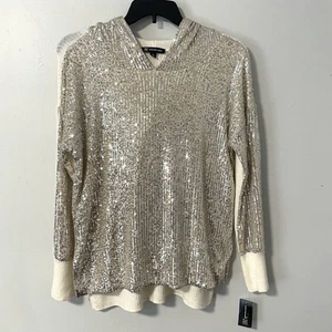 Pullover con Capucha INC International Concepts Lentejuelas Frontal Marfil Plata 0X - Imagen 1 de 11