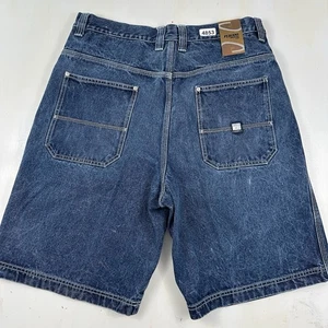 Y2K VTG PJ Jeans Baggy Shorts Men Actual 35 x 11 Thick Denim Blue Utility Jorts - Picture 1 of 12