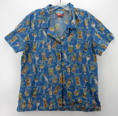 Camisa Hawaiana De Colección Reyn Spooner Top Mujer XL Azul Joe Kealohas Tiki Cóctel Foto 1 de 4