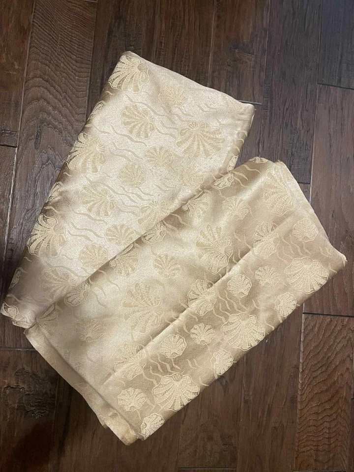 Set of 2 Gold 88" x 84" Seashells Sand TABLECLOTH Tropical Beach Wedding Dining - Image 1 of 3