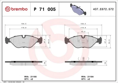 BREMBO Brake Pad Set Front Axle Braking With Accessories Fits Saab 9000 P71005 - Image 1 of 4