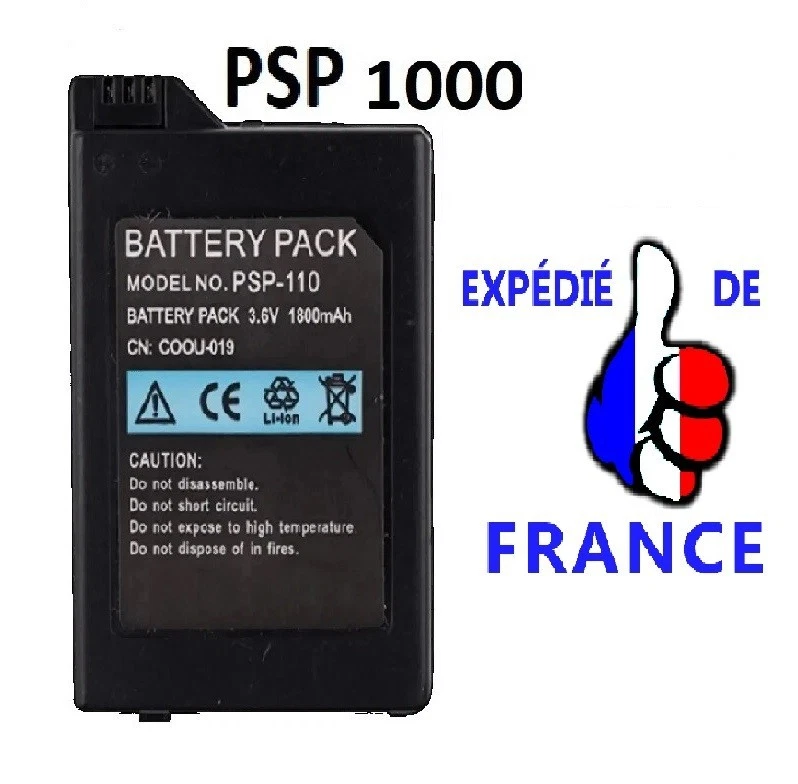 Batterie pour Sony PSP 1000 - 1004 (pas Slim & Lite) 1800 mah Fat battery
