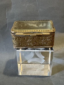 Antiguo ataúd de joyería miniatura de vidrio biselado de la era Napoleón III francés, caja - Imagen 1 de 9