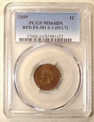 1899 INDIAN CENT PCGS MS64BN, S-1 RPD - Image 1 of 3