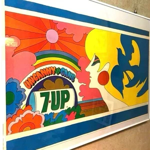 Peter Max Uncanny In Cans 7up John Alcorn Original Poster 1969 Gerahmt Selten - Bild 1 von 7