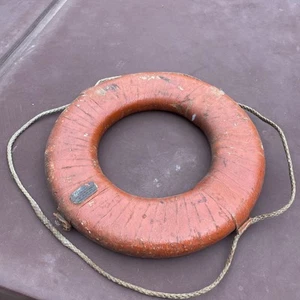 Boat Life Preserver Ring Jim Buoy Pool 24" Orange The Plasti Kraft Date 4/59 Vtg - Picture 1 of 6