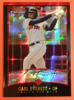 Tarjeta Bowman Chrome Xfractor Carl Everett 2001 # 29 Boston Red Sox Foto 1 de 4