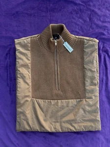 COS Men’s Merino Wool Padded Bib Blend Half Zip Tan One Size Preppy - Picture 1 of 14