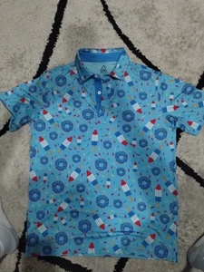 Deolax Polo Donut Ice Cream Blue T-shirt Size Medium - Imagen 1 de 4