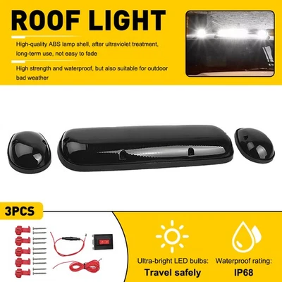 Smoked Lens Cab Roof Marker Running Lights w/White LED Lamps For Truck SUV EXD - Image 1 of 4