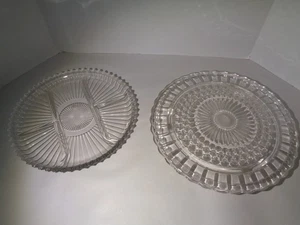 VINTAGE FEDERAL AND INDIANA GLASS CAKE AND CONDIMENT PLATES. VERY NICE HEAVY WGT - Picture 1 of 4