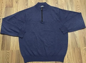 Peter Millar Sweater Mens Large Purple Italian Merino Wool Quarter Zip Pullover - Picture 1 of 11