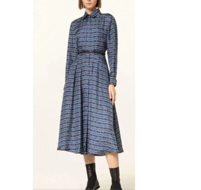 NUEVO CON ETIQUETAS - Vestido camisero de seda a rayas con logotipo de Max Mara Emmy Foto 1 de 4