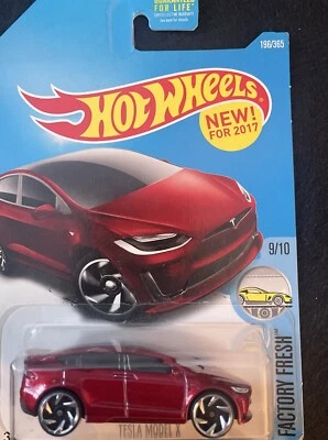 NEW RARE 2016 Hot Wheels #196 9/10 Tesla Model X Red Maroon - Image 1 of 4