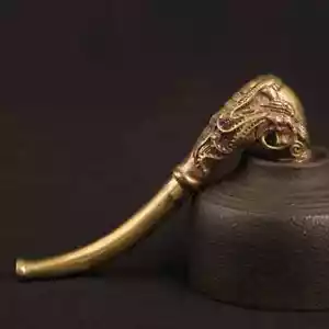 Brass Pipe Handmade Carving Dragon Pattern Phoenix Smoking Tobacco Herb Pipes - Picture 1 of 8