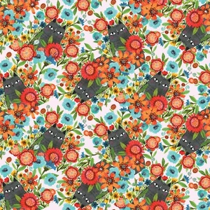 Feline Drive Fabric GARDEN CATS Multi Benartex - Fat Quarter (18"x22") FQ - Picture 1 of 8
